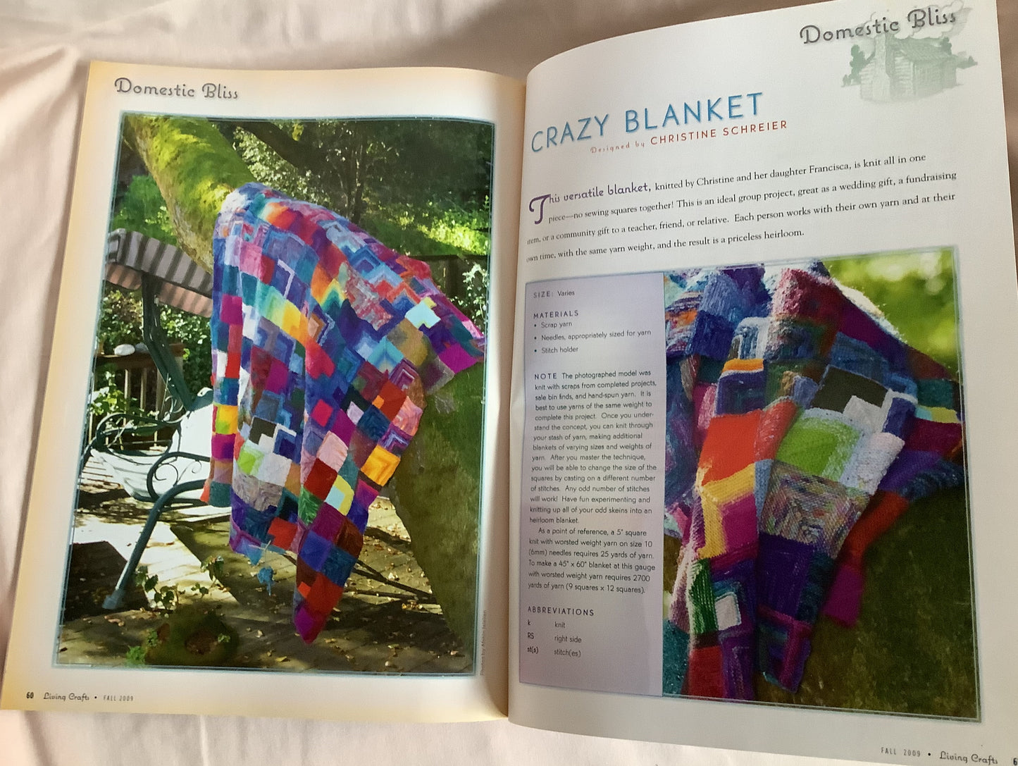 Living Crafts Magazine Fall 2009 with Instructions  for the Crazy Blanket