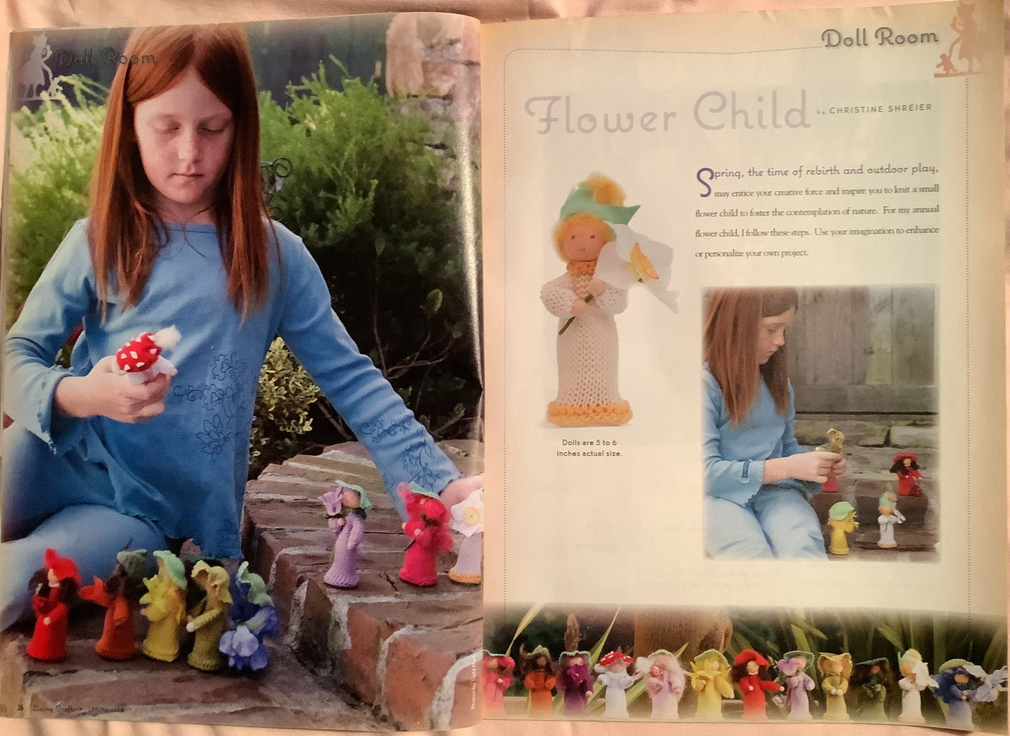 Living Crafts Magazine Spring 2008 Instructions for knitting Flower Children