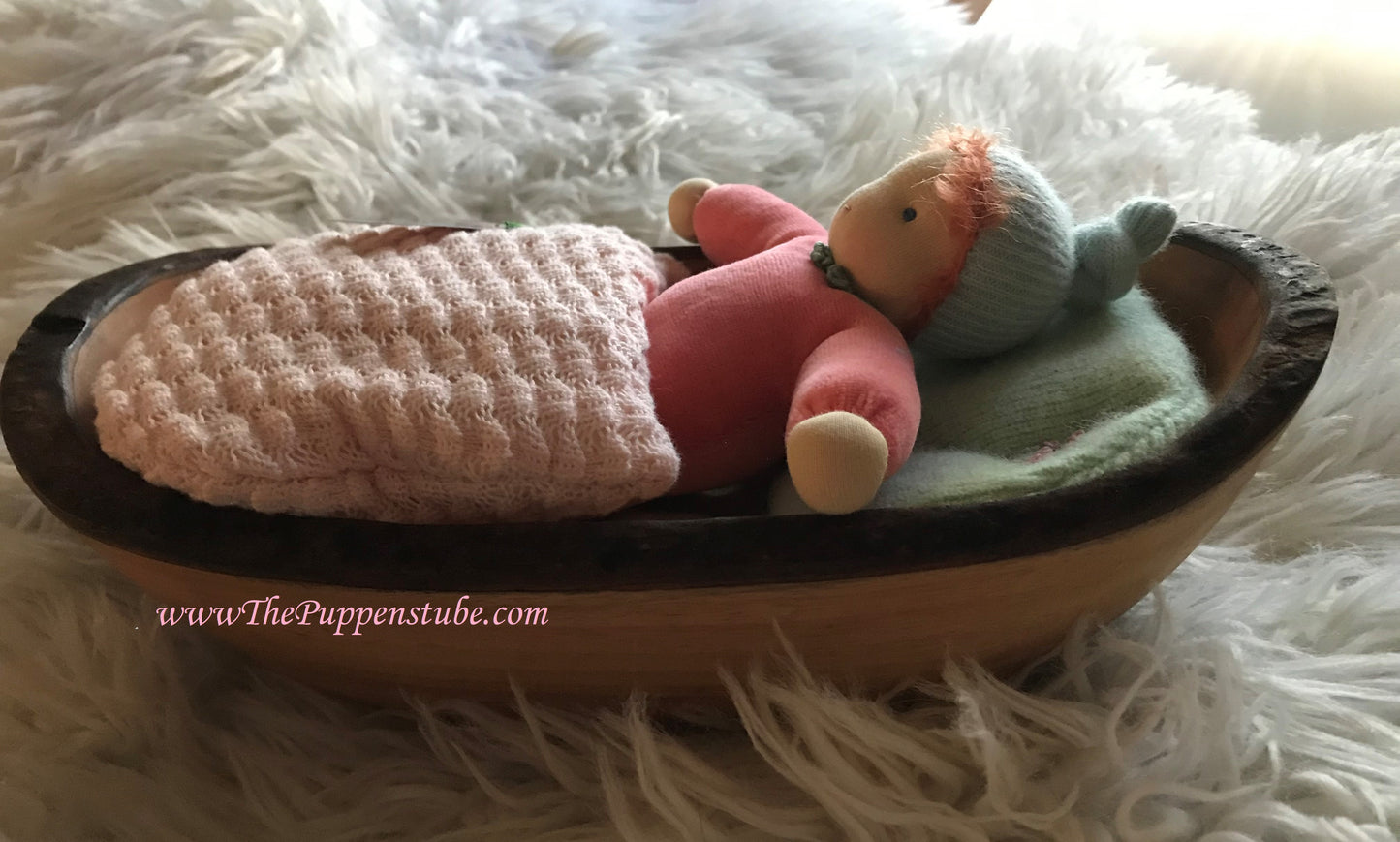 Wooden Bed with Doll