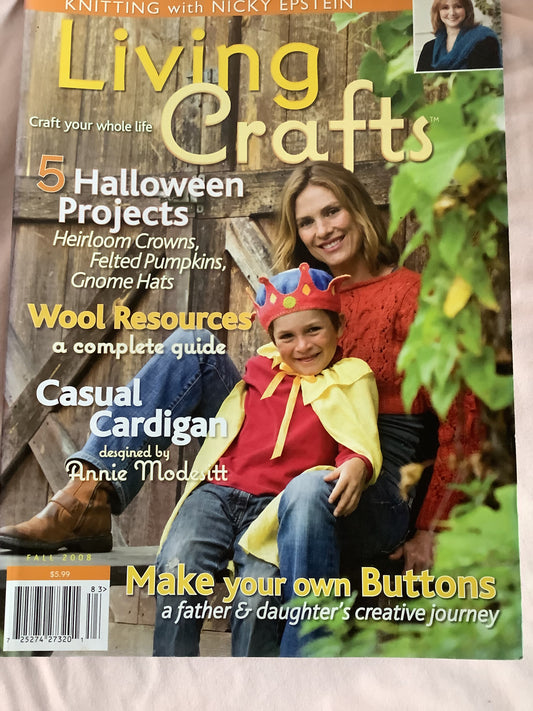 Living Crafts Magazine Fall 2008 with knitting Instructions for Elf Cap